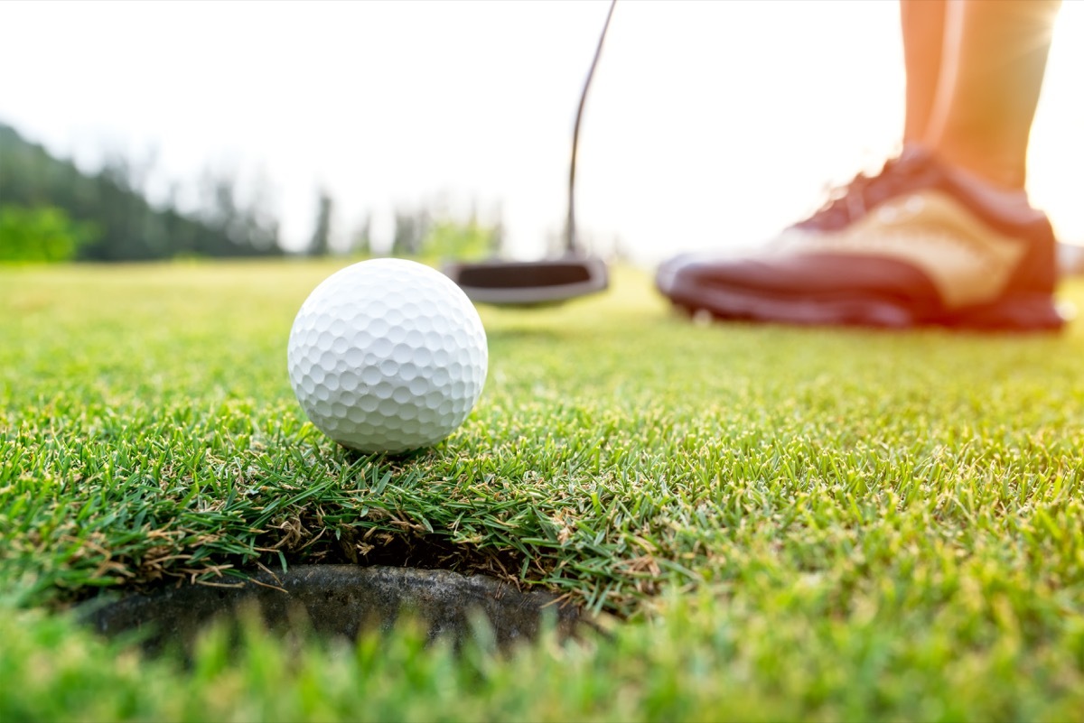 golf ball on a putting green