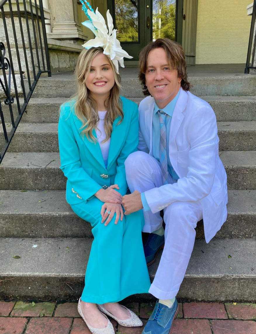 Dannielynn and Larry Birkhead posing ahead of the 2021 Kentucky Derby