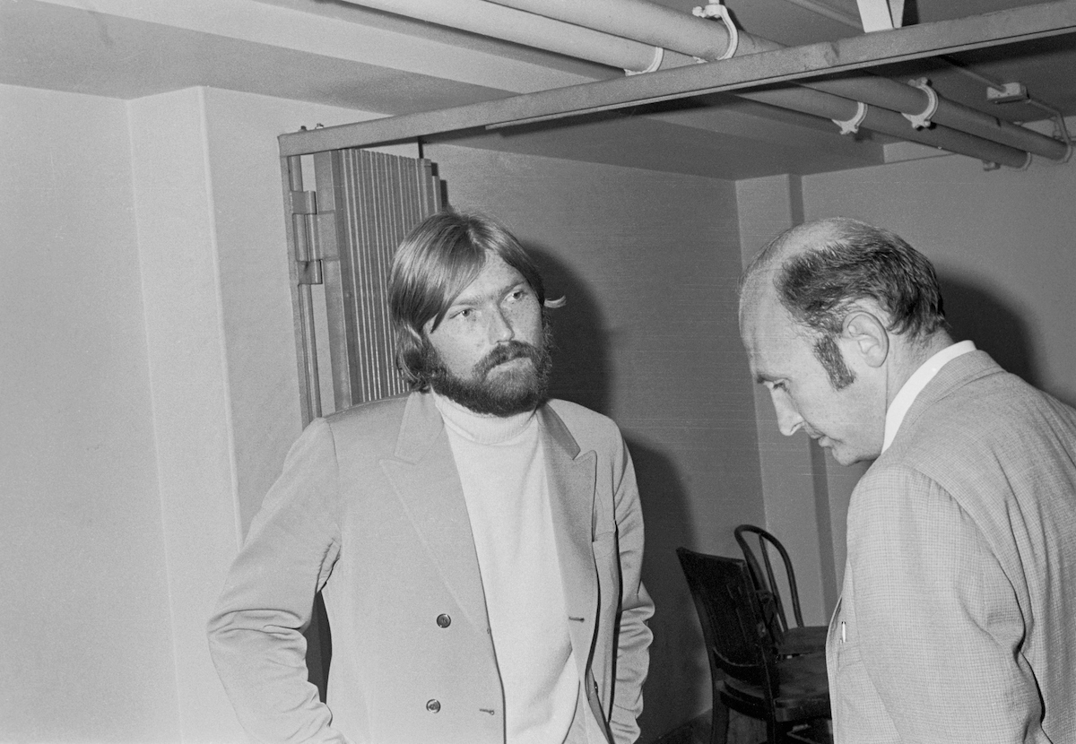 Terry Melcher leaving the courtroom after testifying in the Charles Manson trial in 1970