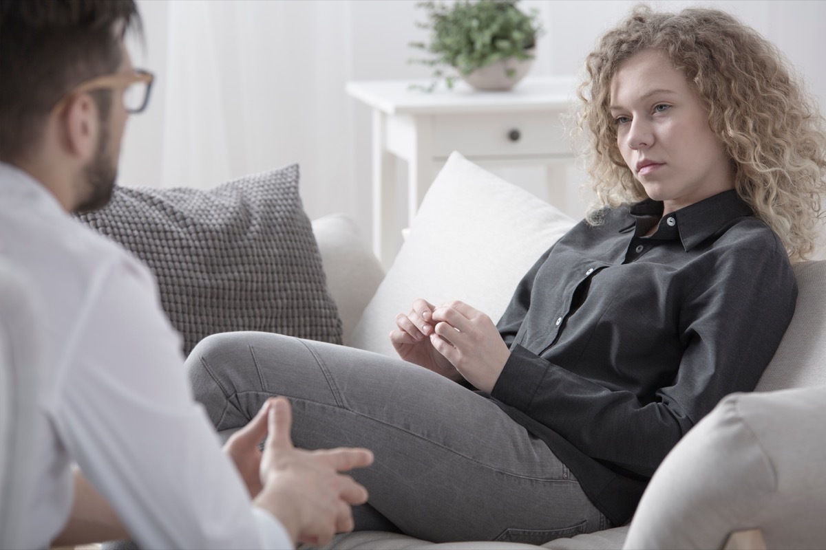 Woman talking to therapist