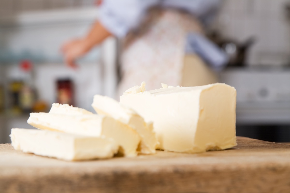 close up pictures of butter slices in the kitchen