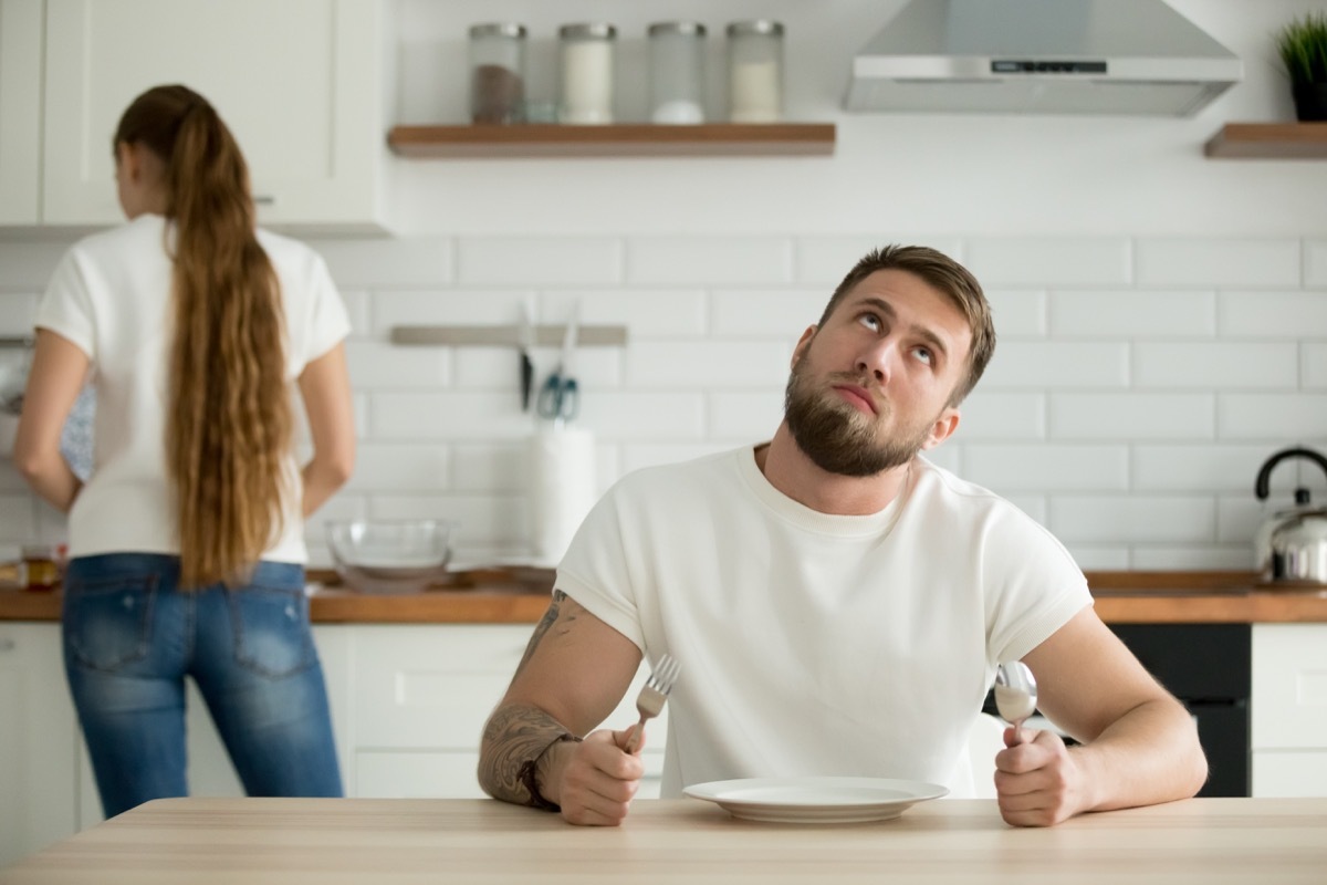 hangry man waiting for food