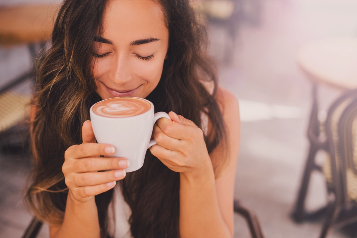 woman drinking coffee