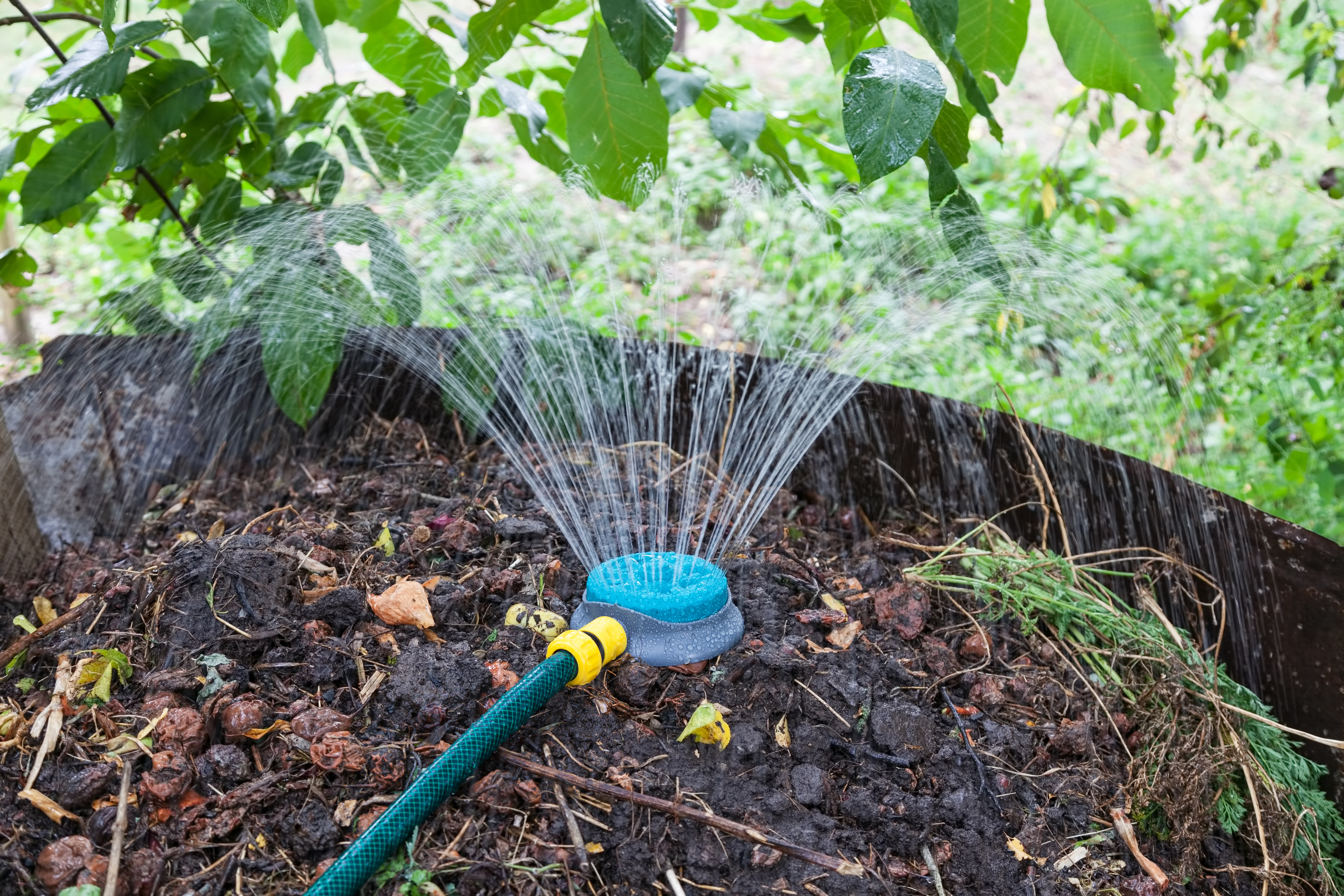 Watering garden soil