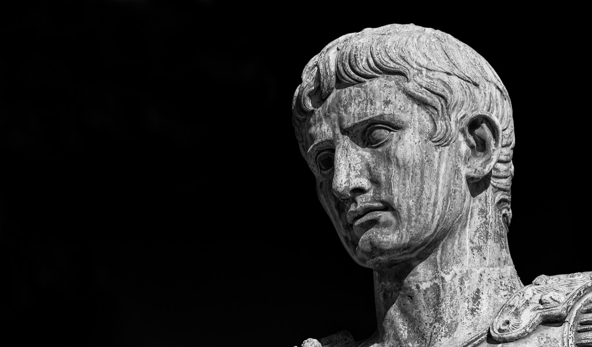 statue head of ancient rome's first emperor, caesar augustus, ancient rome facts