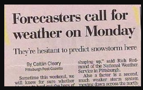 Forecasters call for weather on Monday funniest newspaper headlines 