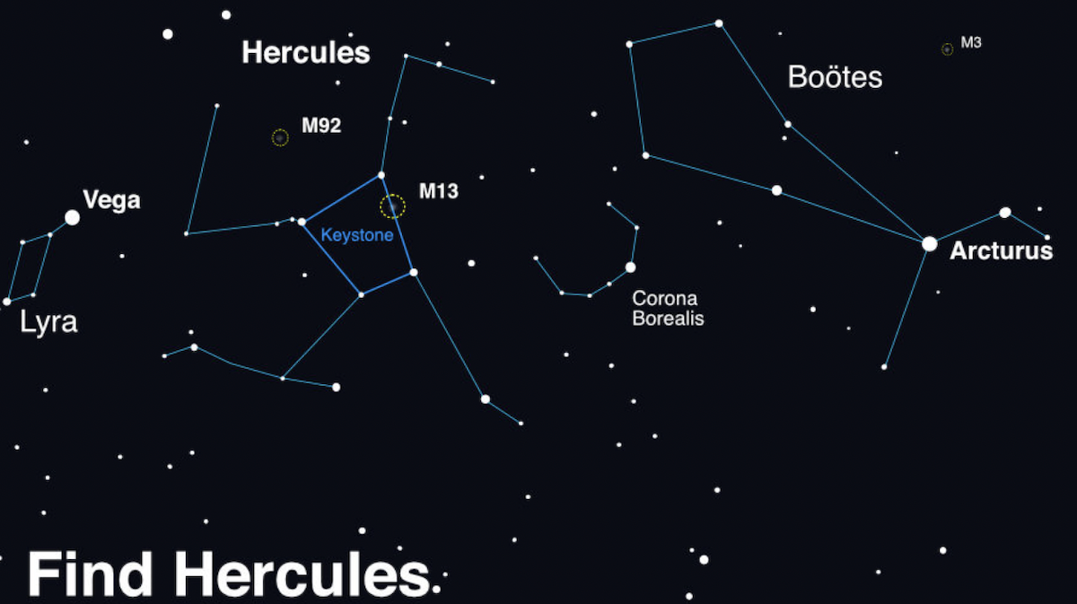 Constellation map showing Hercules and Bootes