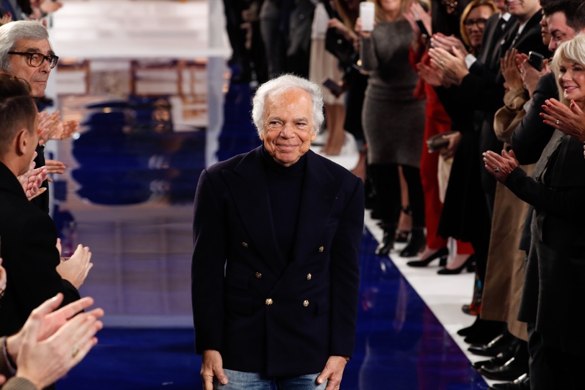 ralph lauren walking down the runway in a turtleneck