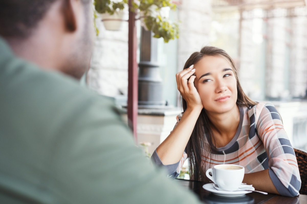 young woman on bad date with man