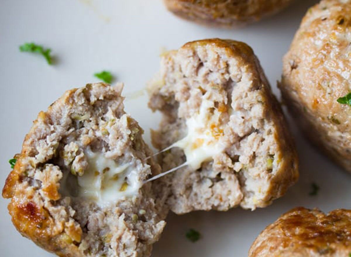 feta stuffed greek turkey meatballs