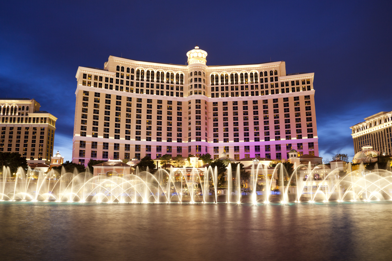 The fountains in front of the Bellagio hotel in Las Vegas