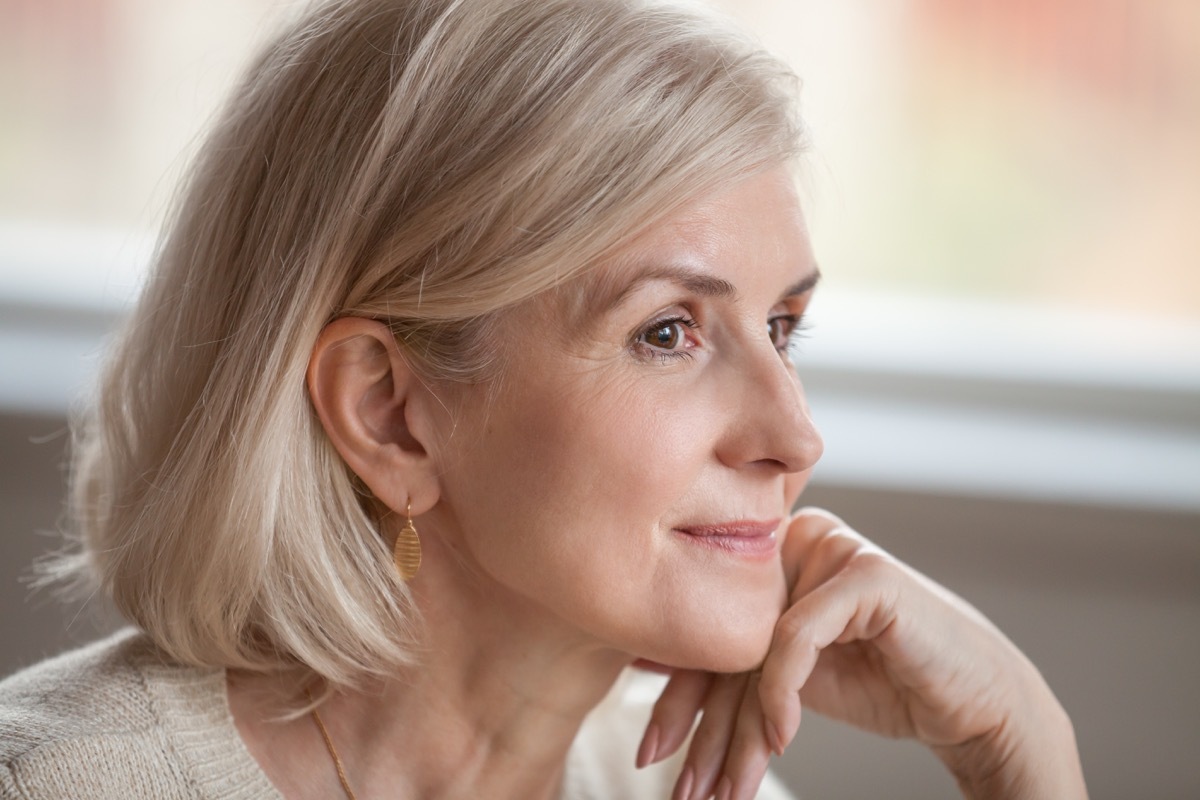 thoughtful senior woman