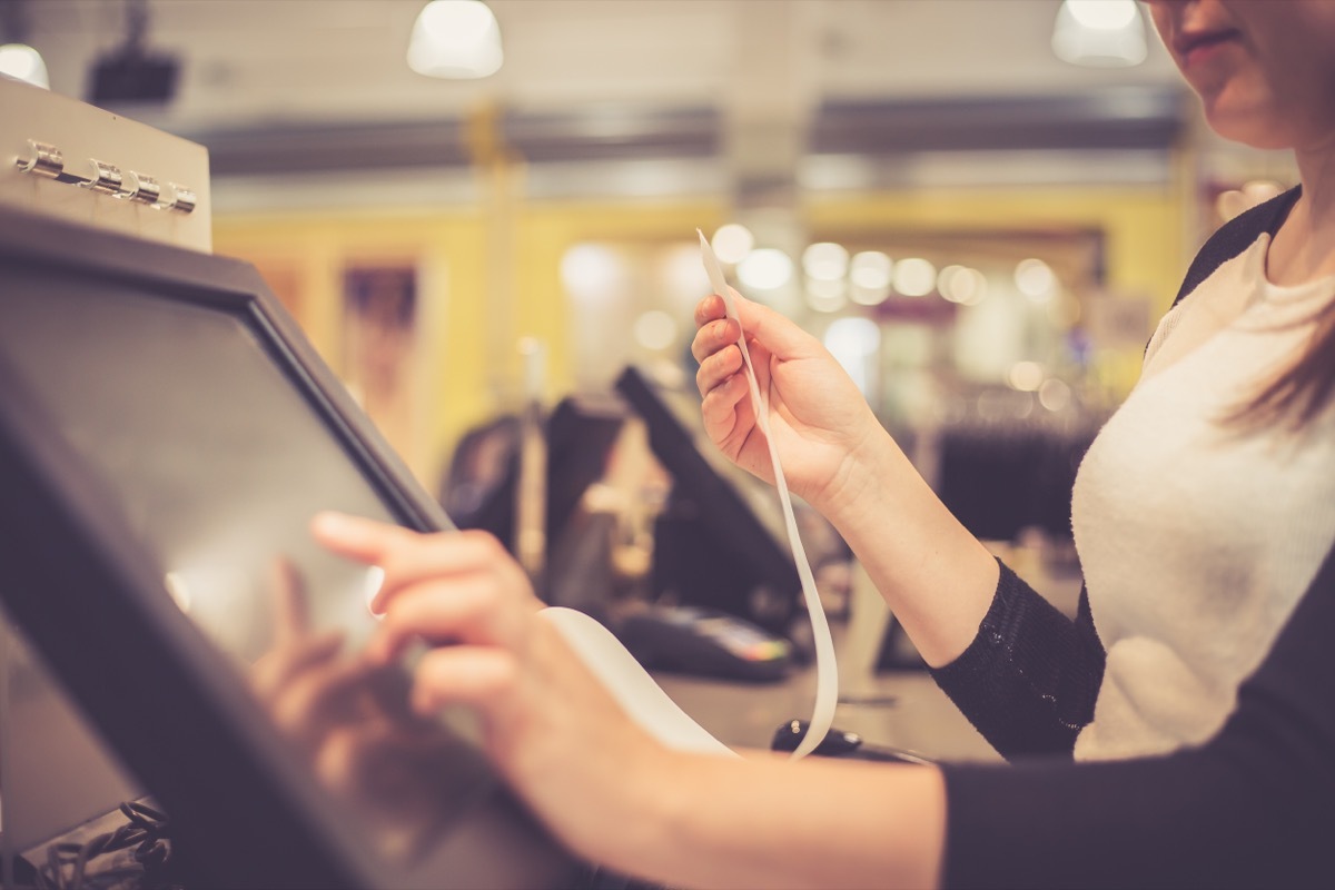 printing receipt at cash register