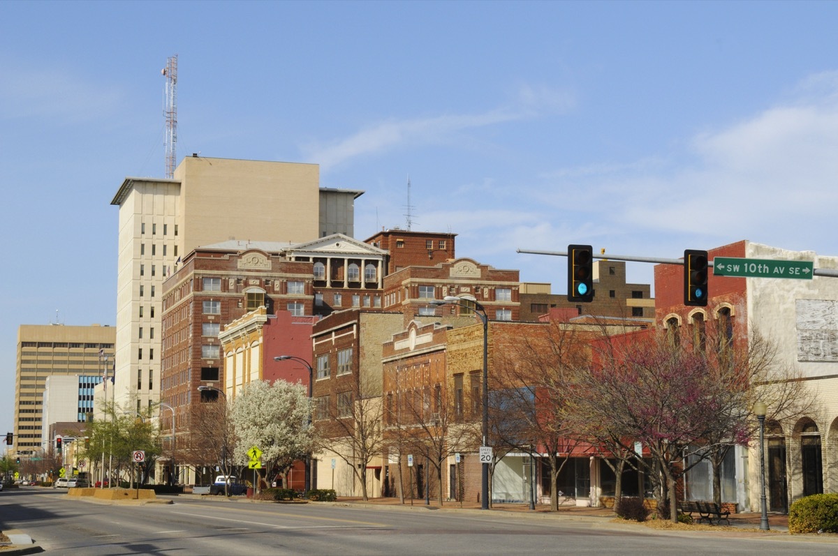 springtime view in downtown Topeka, Kansas, USA