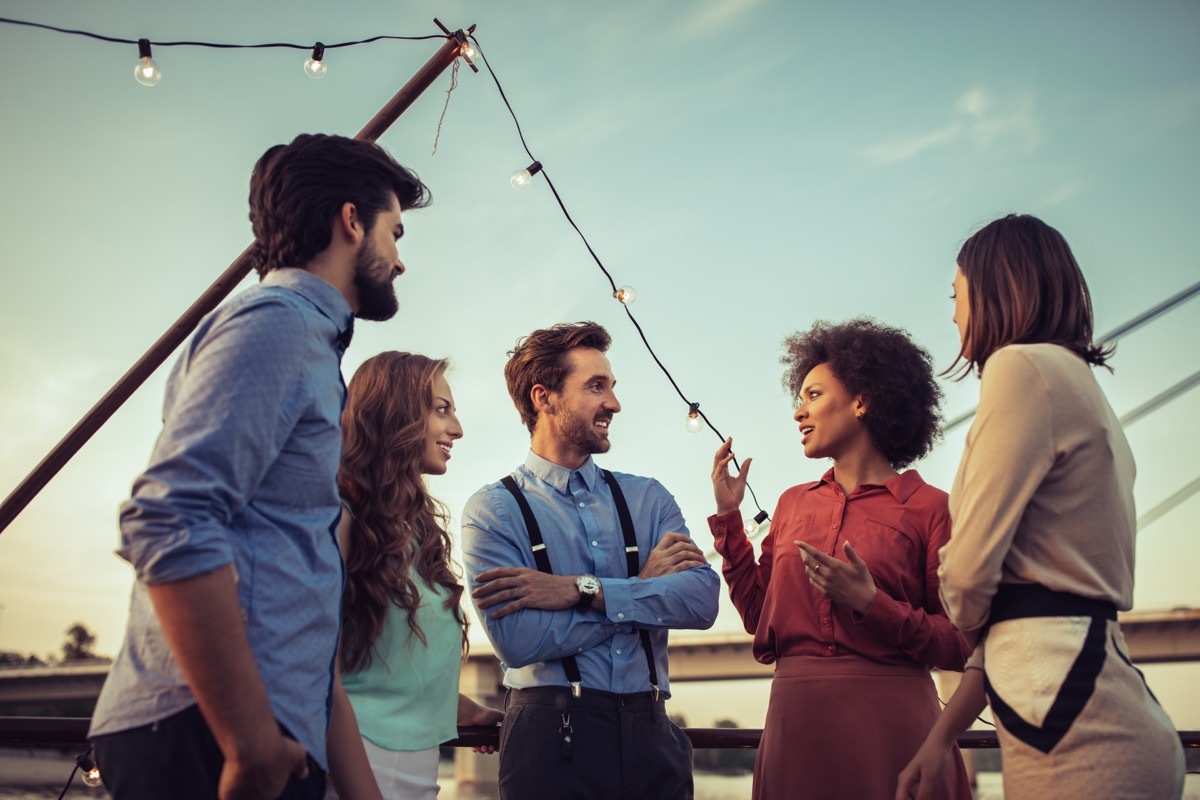 Woman Sharing Stories with Friends