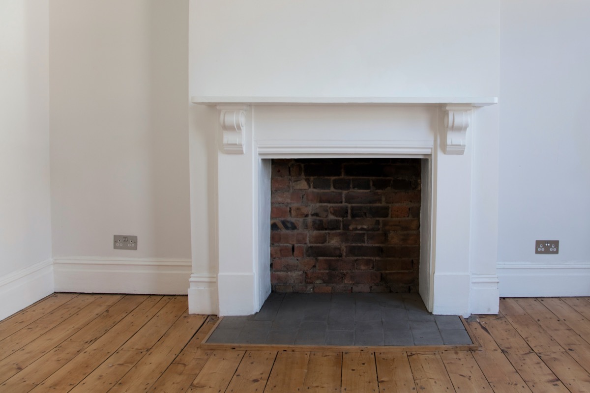 white fireplace surround