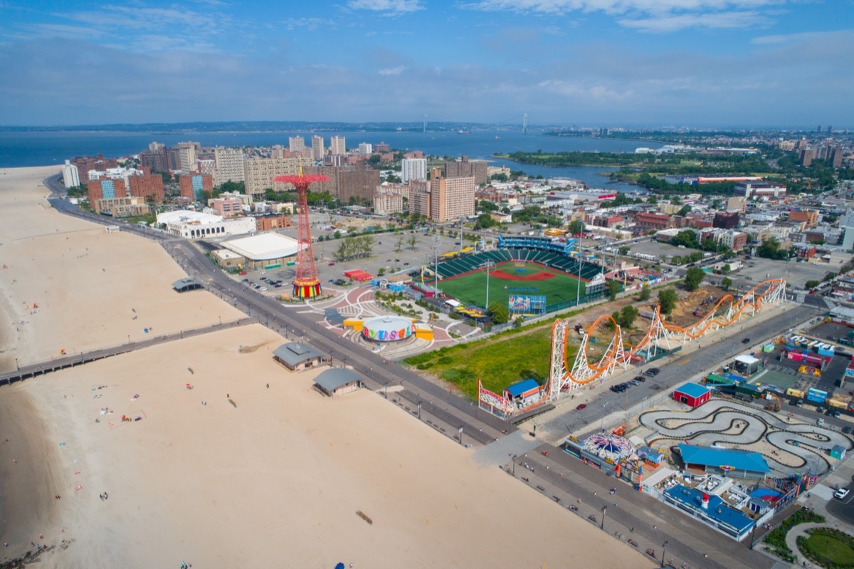 aerial shot of coney island