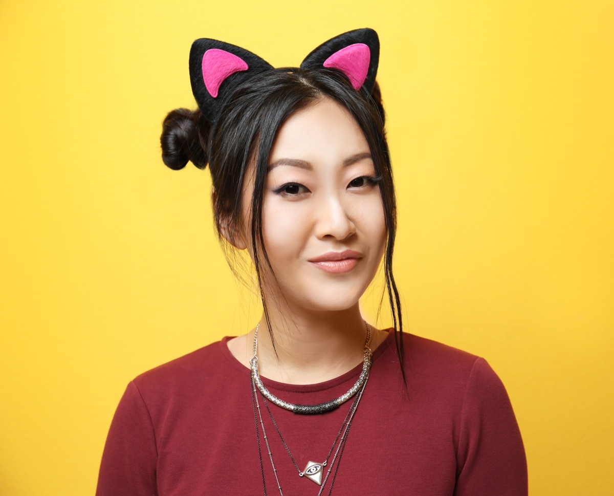 girl wearing cat ears