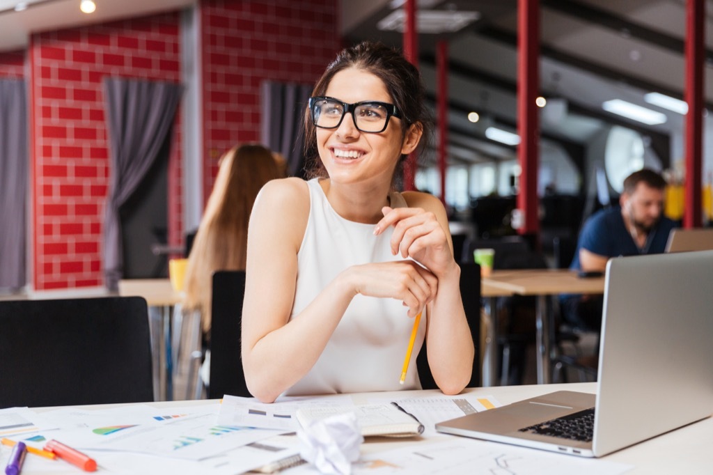 Happy Woman at Work Charming