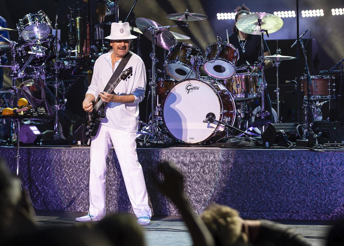 Carlos Santana performing at the Pine Knob Music Theatre in Clarkston, MI on July 5, 2022