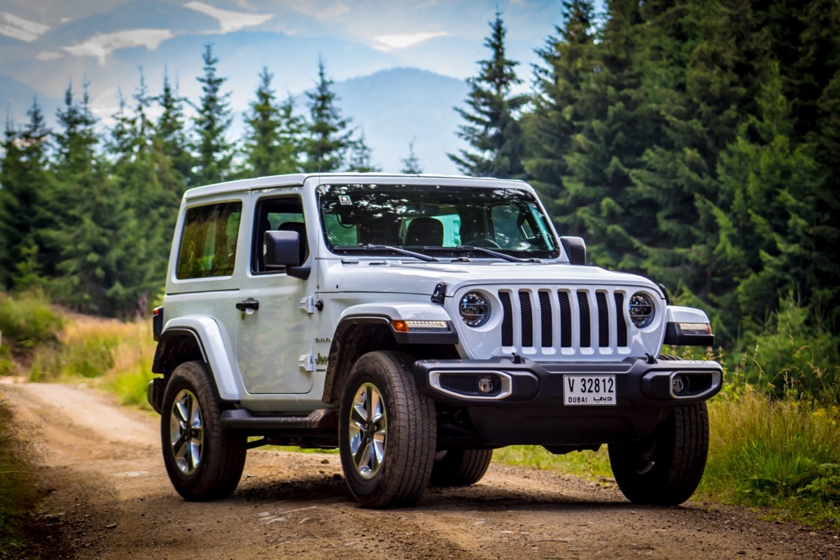 a white Jeep Wrangler