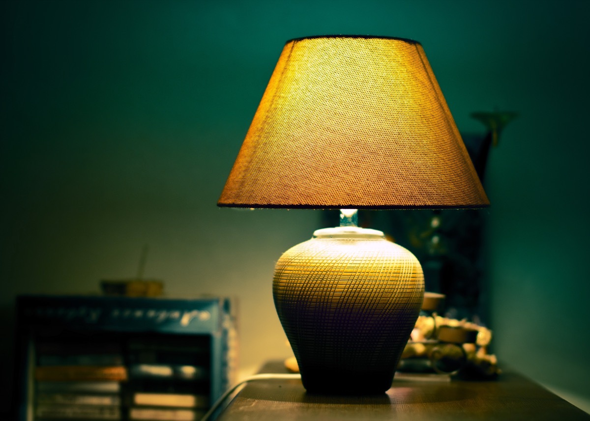 dim lamp on nightstand