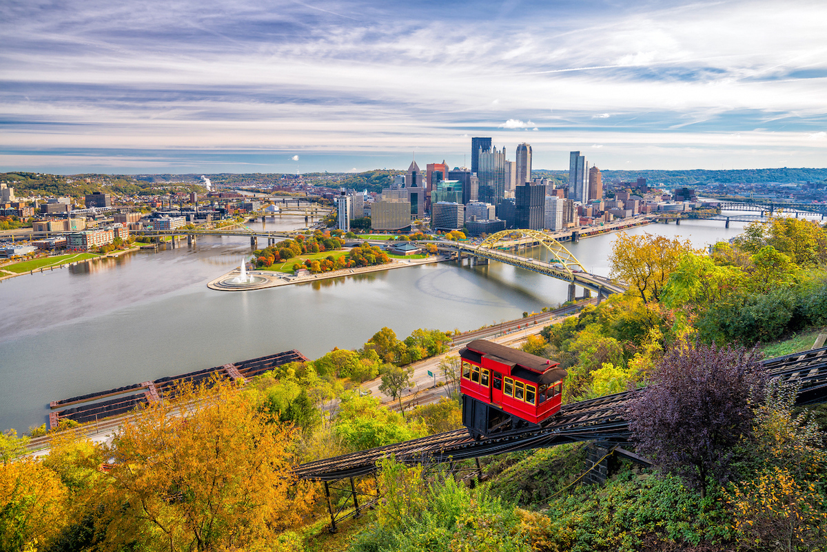 View of downtown Pittsburgh from top of the Duquesne Incline