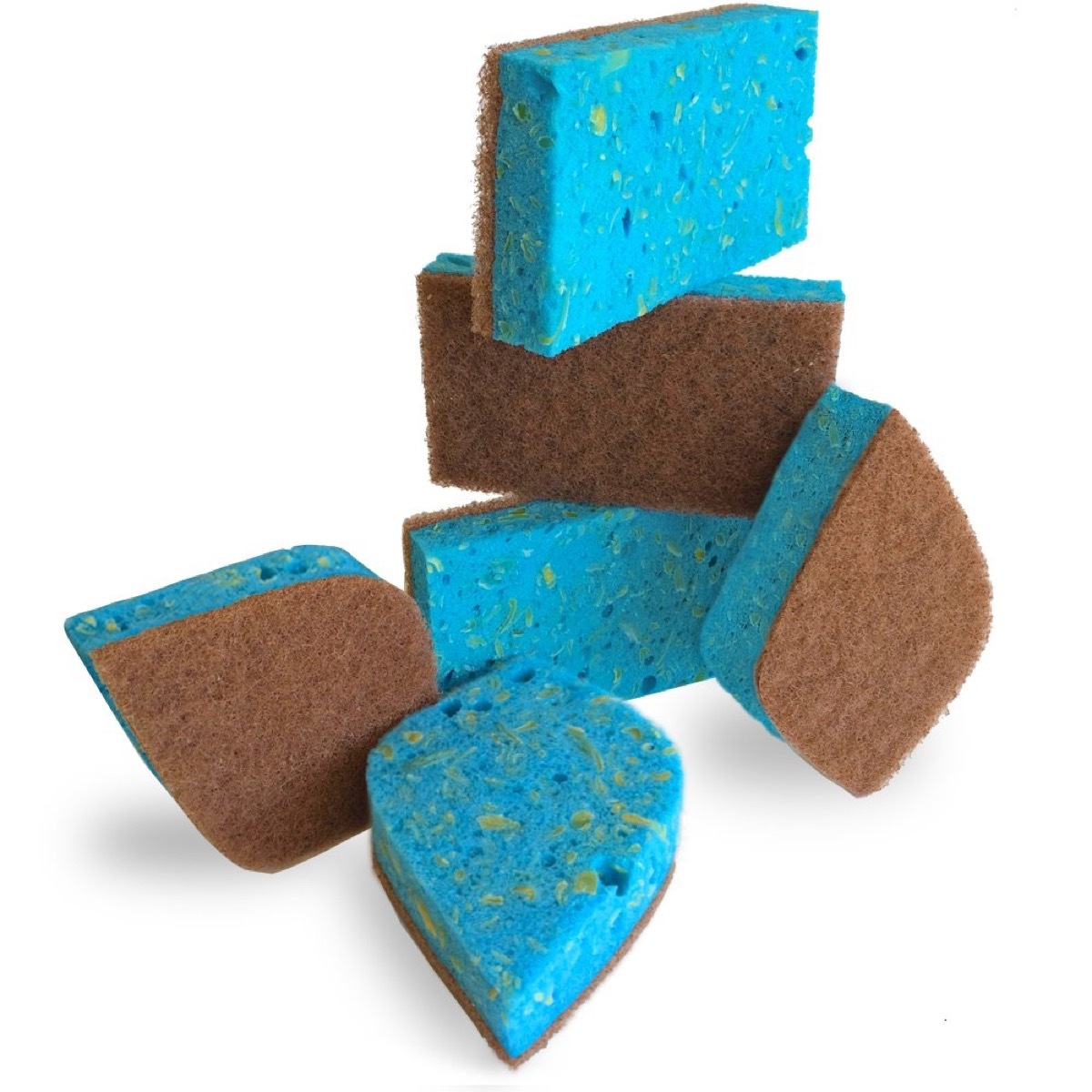 blue and brown sponges, earth friendly cleaning products