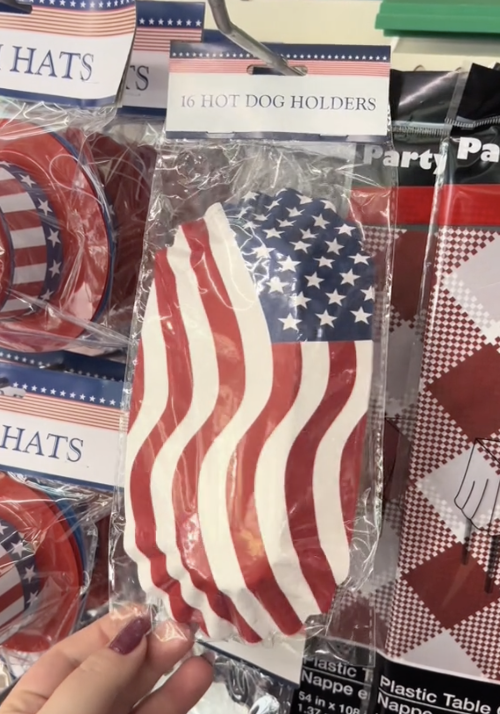 American flag paper hot dog holders at Dollar Tree