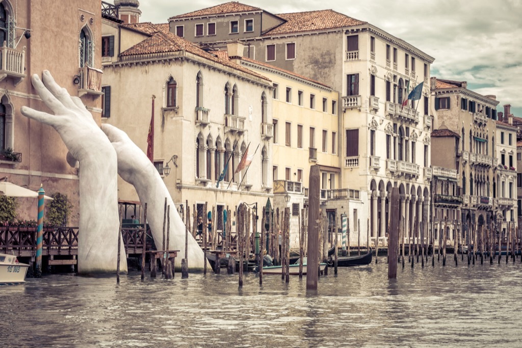 Giant hands in Venice Italian 