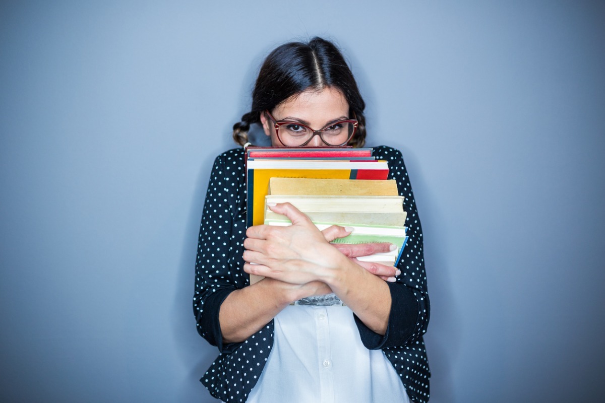 shy nerdy woman