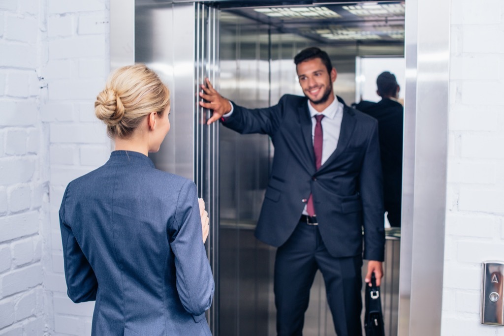 elevator etiquette holding door