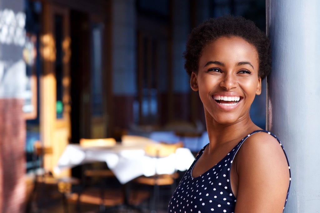 woman smiling happy teeth