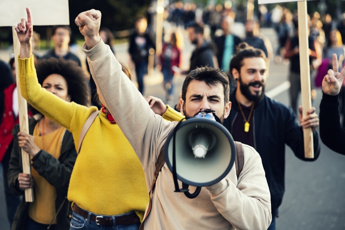 Young Protesters Protesting at the street