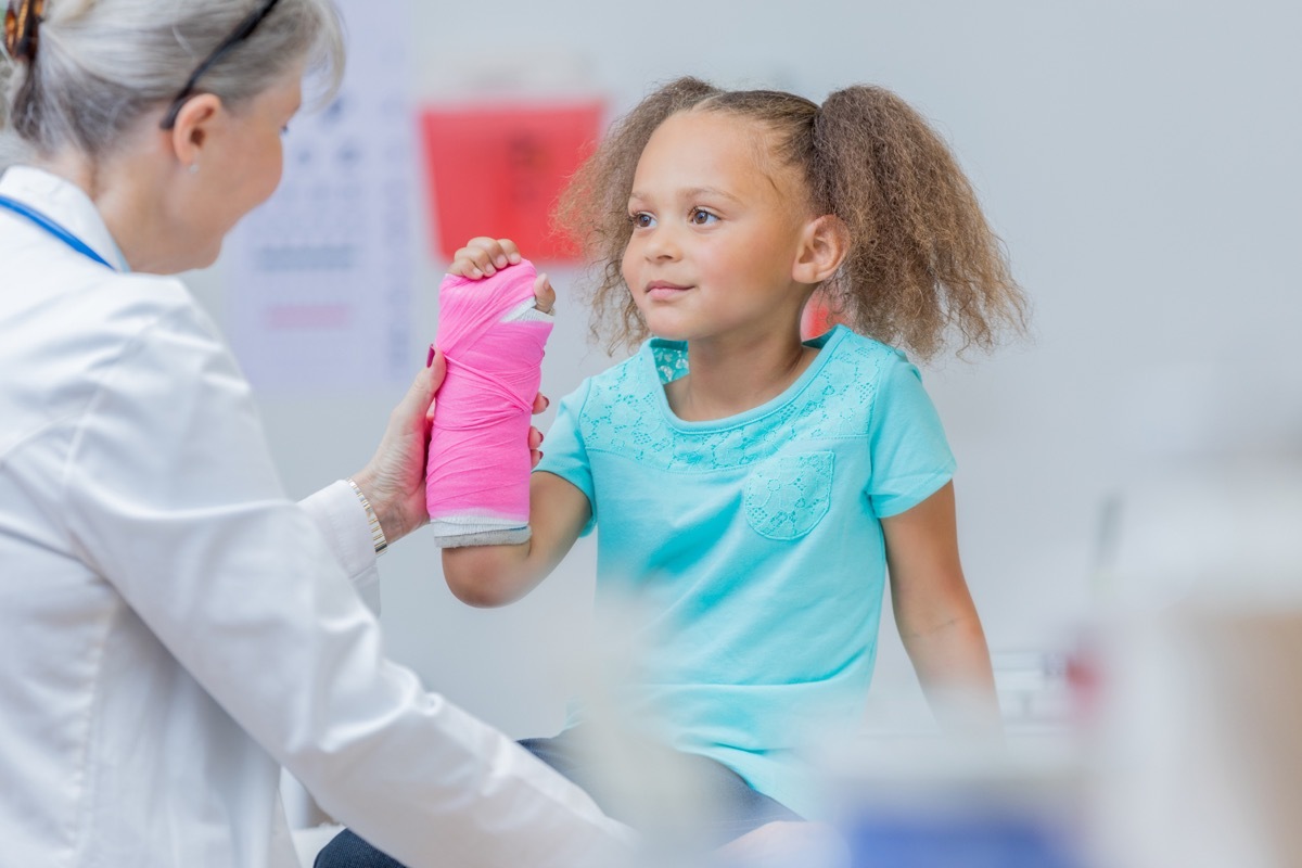 Little Girl at the Doctor's Office with a Broken Arm Health Hazards Kids