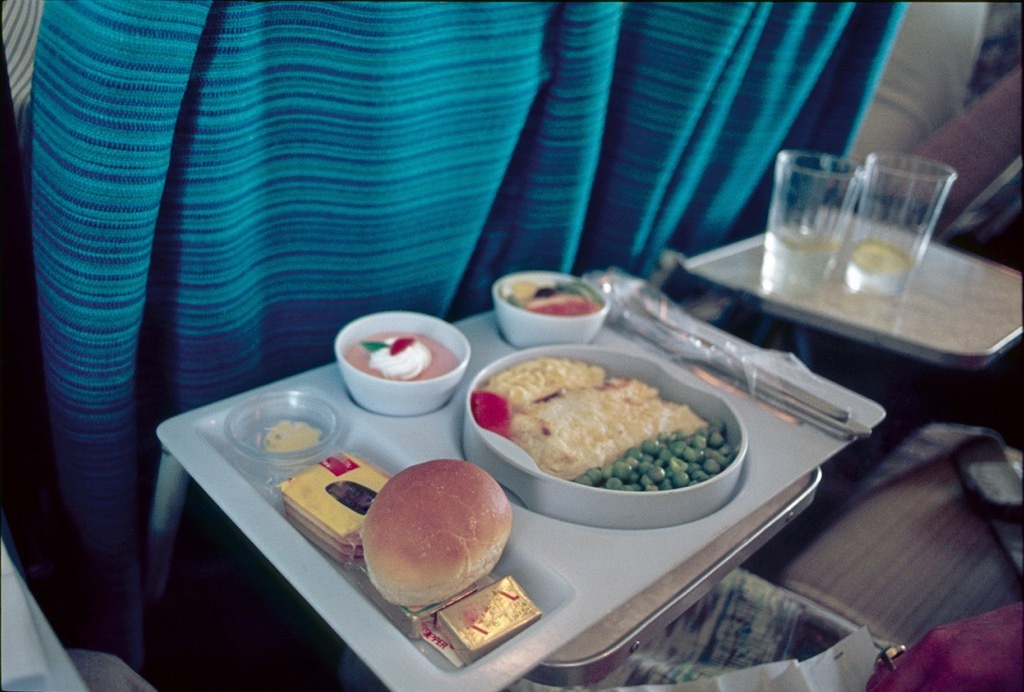 airplane meal on tray