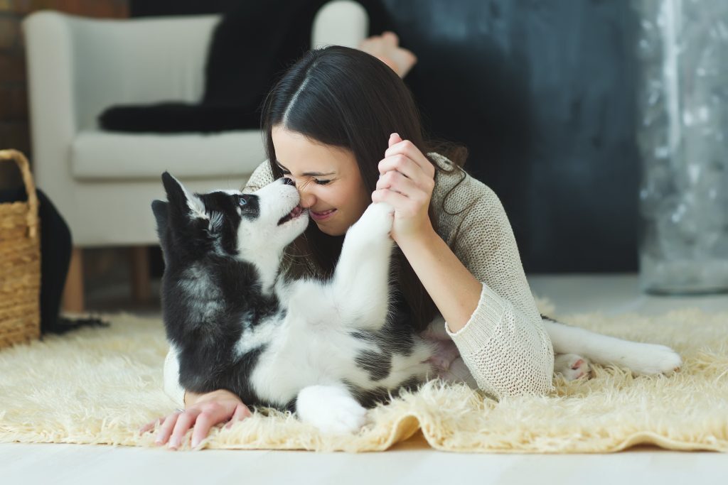 Dog and Woman in Home