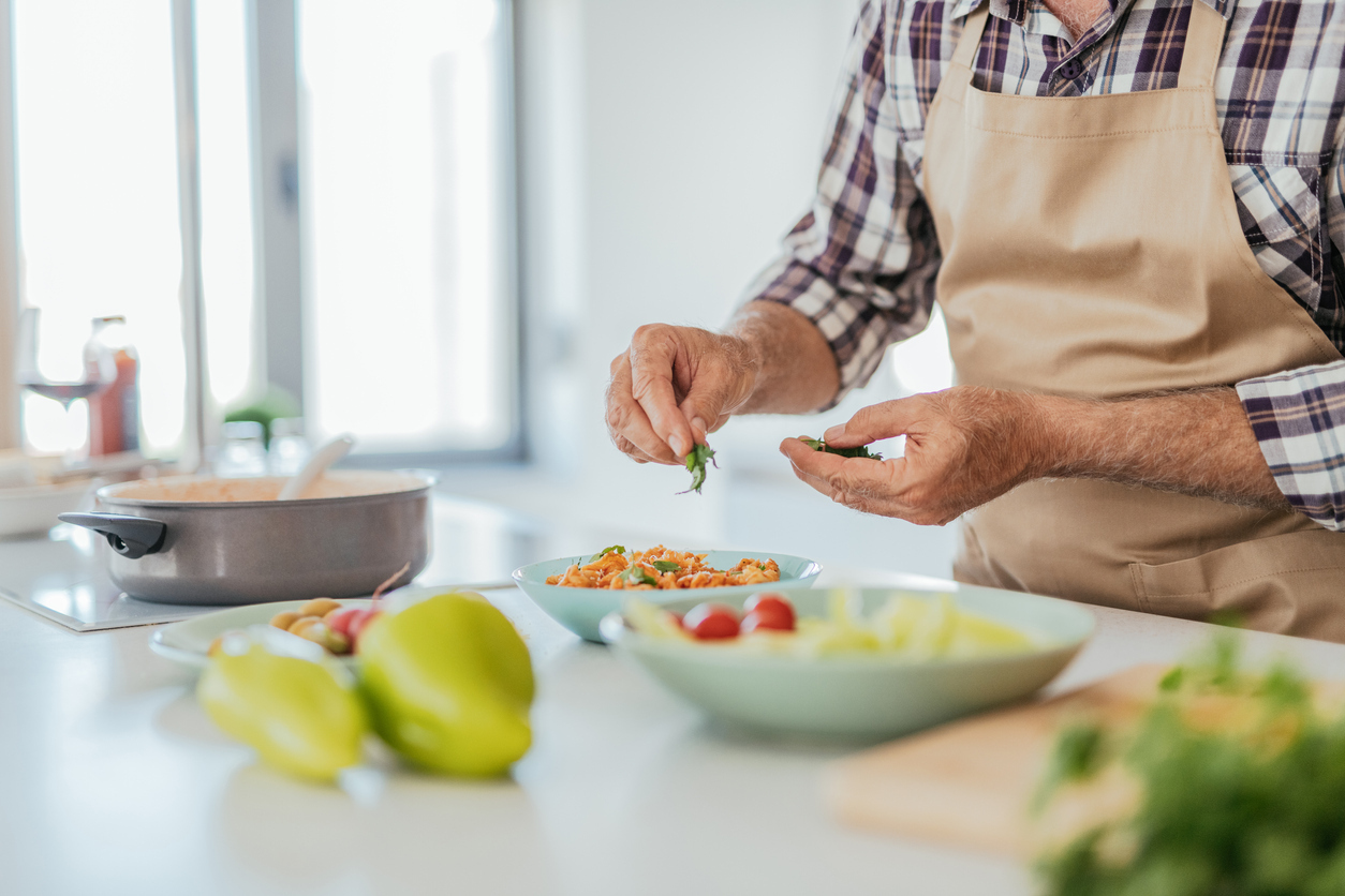 Person preparing a healthy meal.