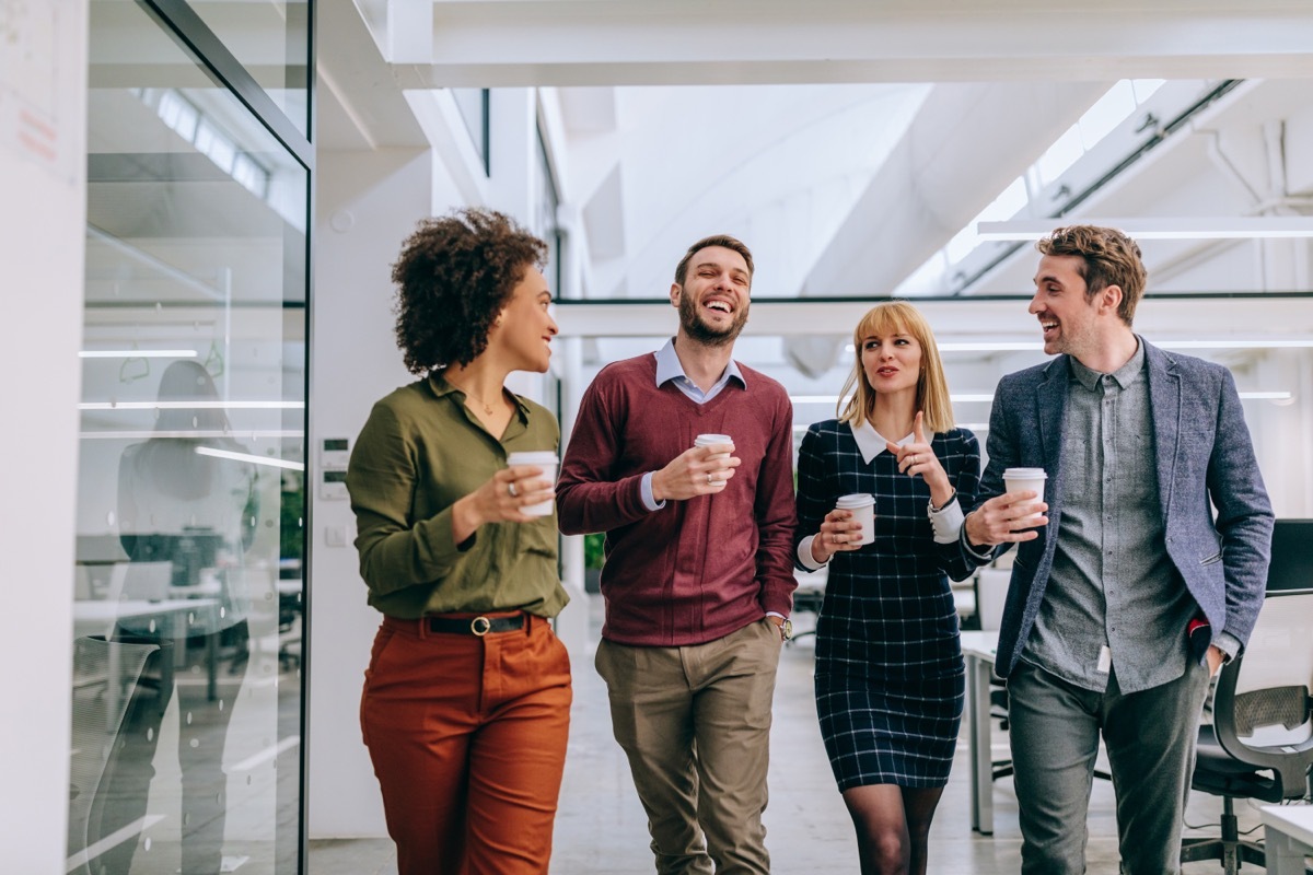 Group of coworkers having a coffee break