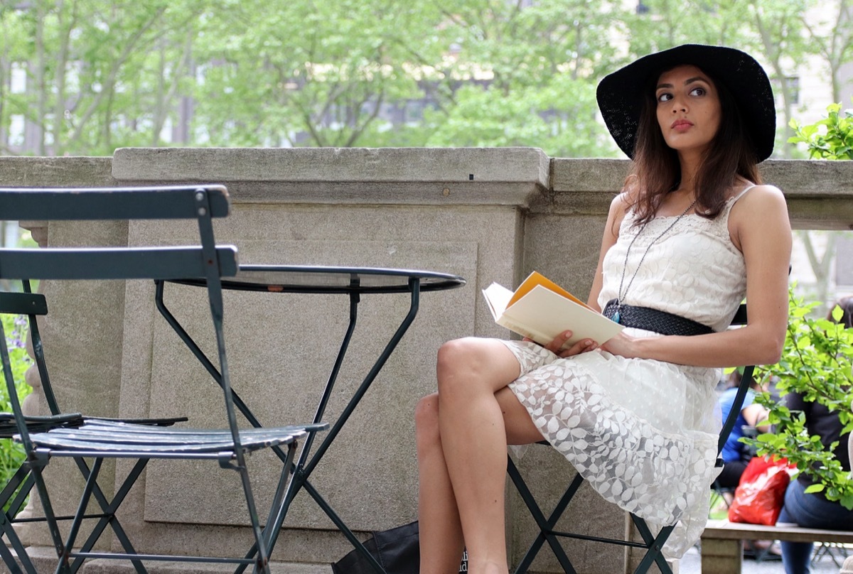 Woman Reading Outside