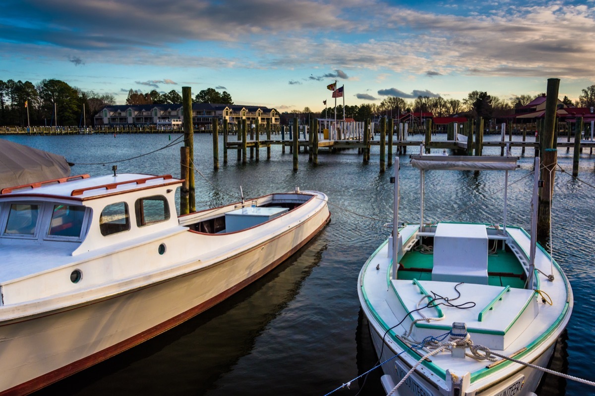 boats docked at st michaels marina in chesapeake bay maryland