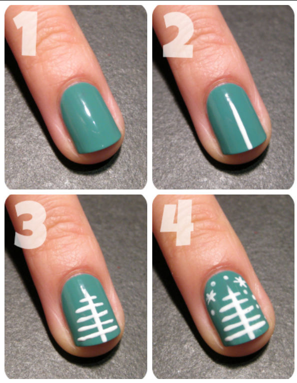 3. Minimalist Christmas Tree Nails