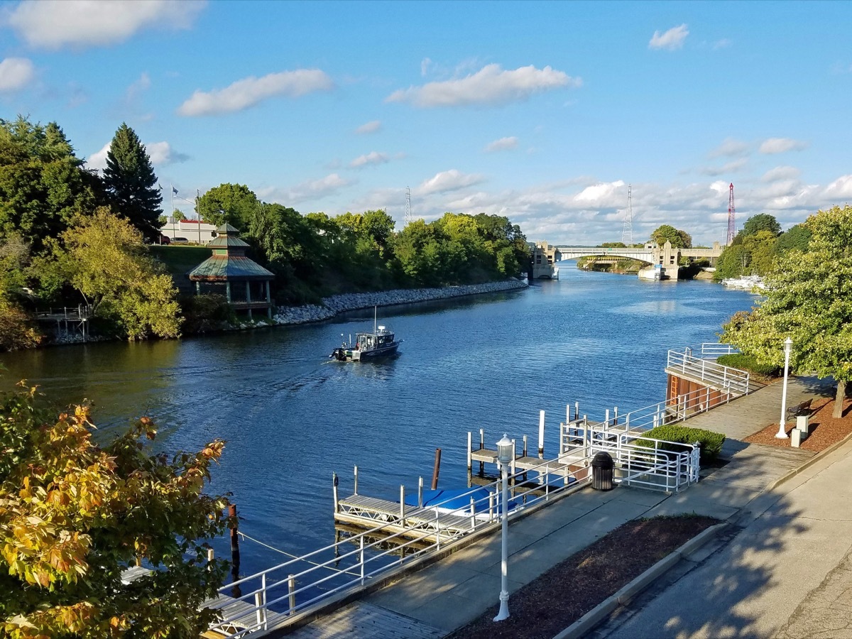 Manistee River in downtown Manistee Michigan