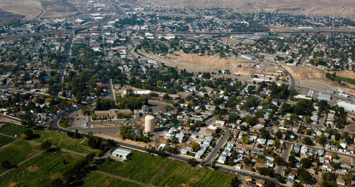 aerial photograph Rock Springs, Wyoming, worst place to be LGBT