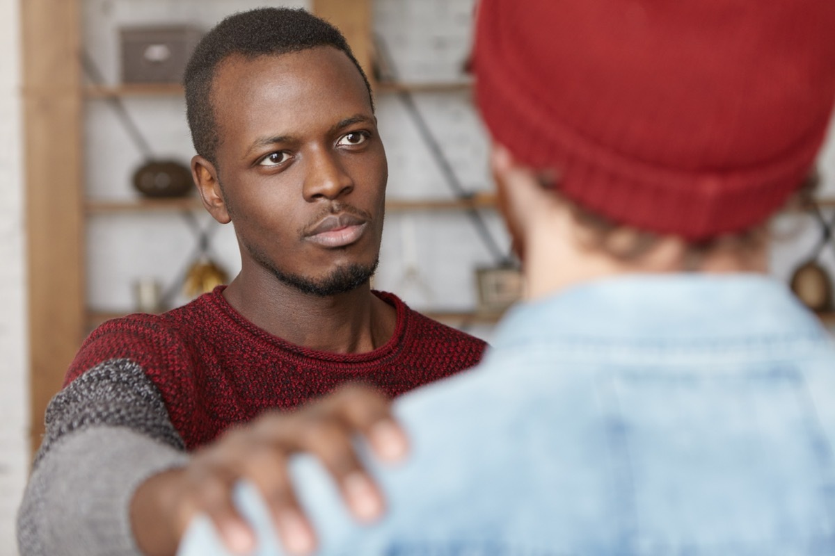 man showing friend compassion