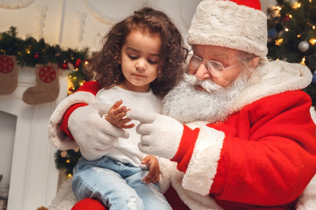 Young girl sitting on Santa's lap