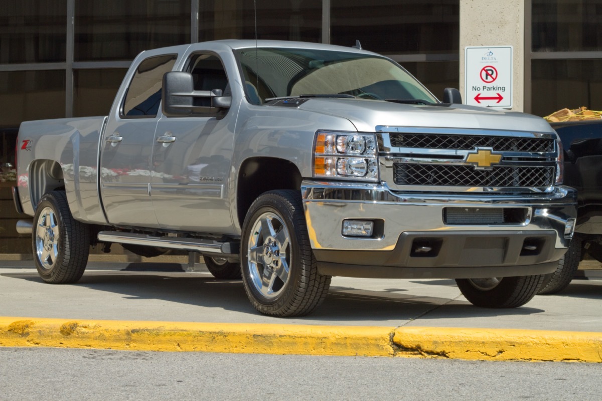 A silver Chevrolet Pickup Truck