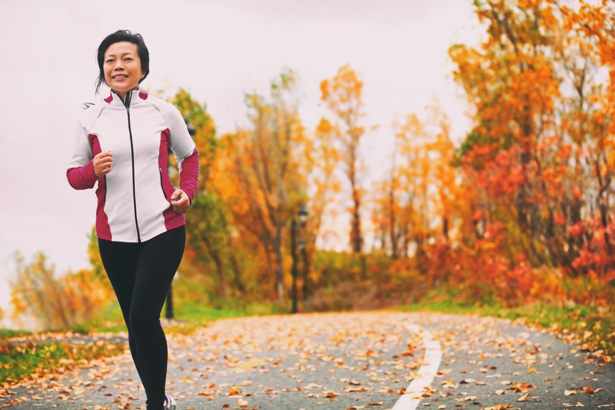 middle-aged woman running