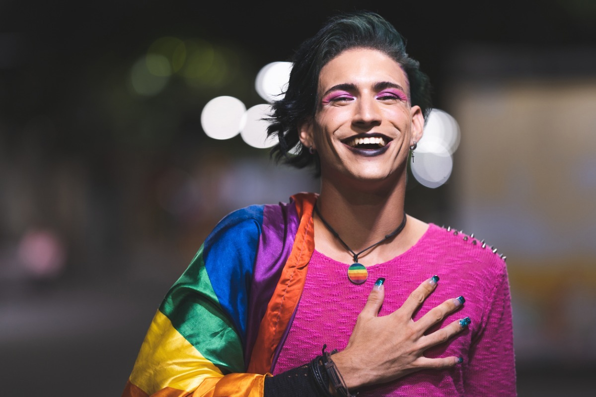 nonbinary youth wearing black lipstick