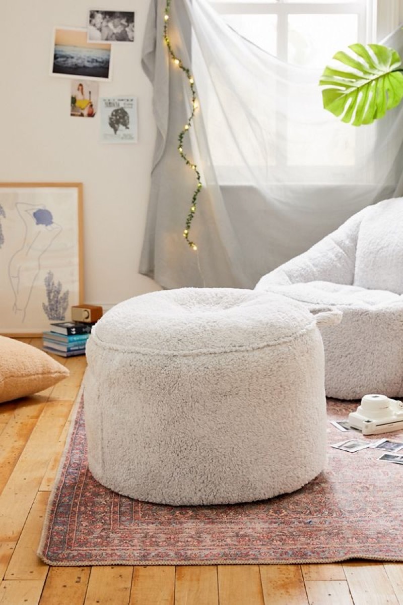 white fleece ottoman